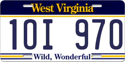 WV license plate 1OI970