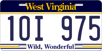 WV license plate 1OI975