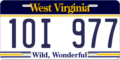 WV license plate 1OI977