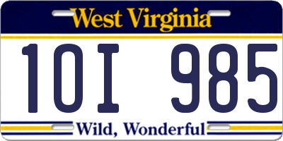 WV license plate 1OI985
