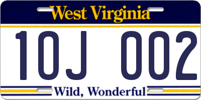 WV license plate 1OJ002