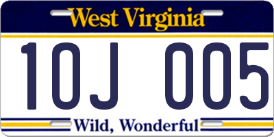WV license plate 1OJ005