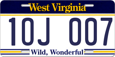 WV license plate 1OJ007