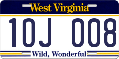 WV license plate 1OJ008