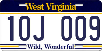 WV license plate 1OJ009