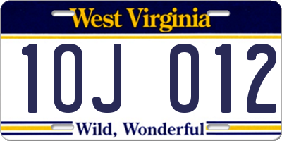 WV license plate 1OJ012