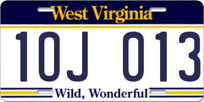 WV license plate 1OJ013