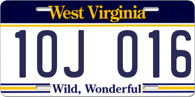 WV license plate 1OJ016
