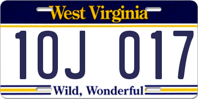 WV license plate 1OJ017