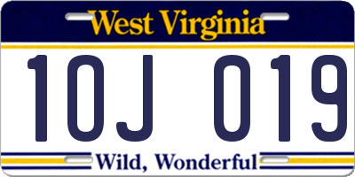 WV license plate 1OJ019