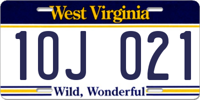 WV license plate 1OJ021