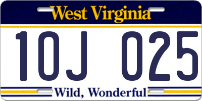 WV license plate 1OJ025