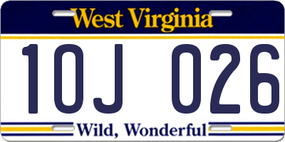 WV license plate 1OJ026