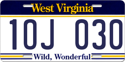 WV license plate 1OJ030