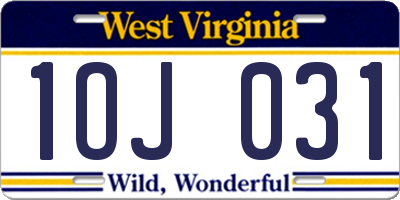 WV license plate 1OJ031