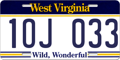 WV license plate 1OJ033