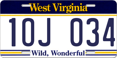 WV license plate 1OJ034