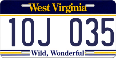WV license plate 1OJ035