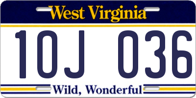 WV license plate 1OJ036