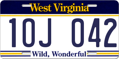 WV license plate 1OJ042