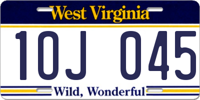 WV license plate 1OJ045