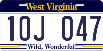 WV license plate 1OJ047