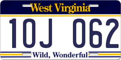 WV license plate 1OJ062