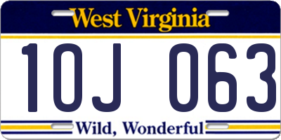 WV license plate 1OJ063