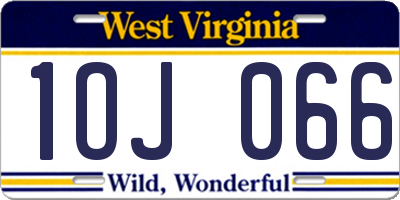 WV license plate 1OJ066