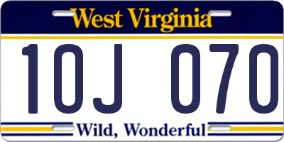 WV license plate 1OJ070