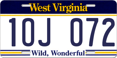 WV license plate 1OJ072