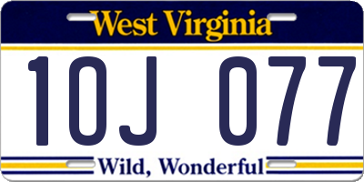 WV license plate 1OJ077