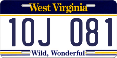WV license plate 1OJ081