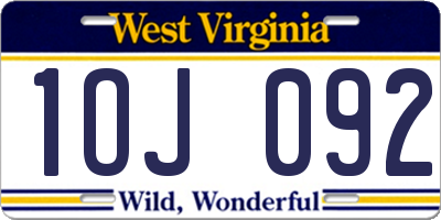WV license plate 1OJ092