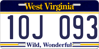 WV license plate 1OJ093