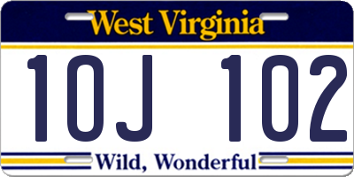 WV license plate 1OJ102