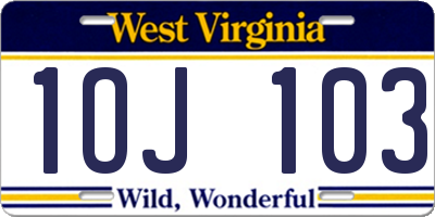 WV license plate 1OJ103