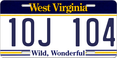 WV license plate 1OJ104