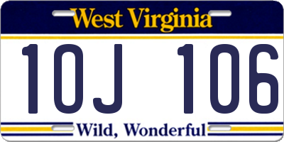 WV license plate 1OJ106