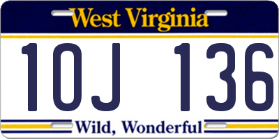WV license plate 1OJ136