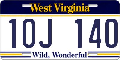 WV license plate 1OJ140