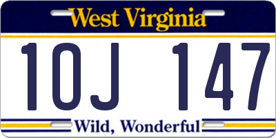 WV license plate 1OJ147