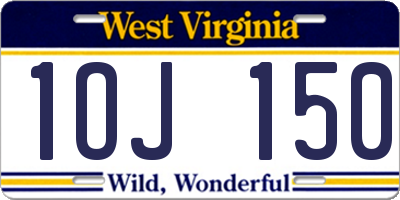 WV license plate 1OJ150