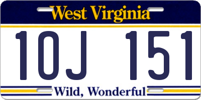 WV license plate 1OJ151