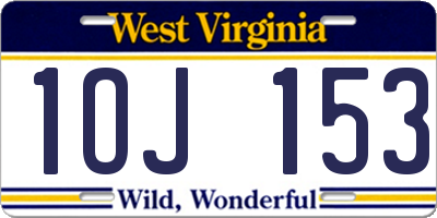 WV license plate 1OJ153