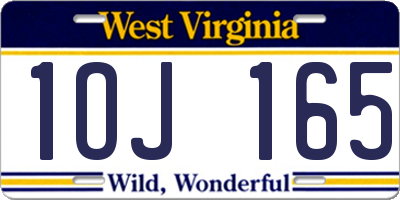 WV license plate 1OJ165