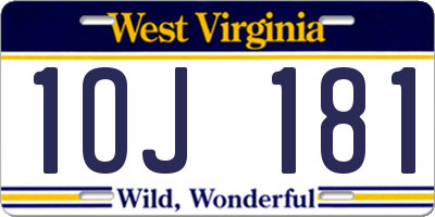 WV license plate 1OJ181