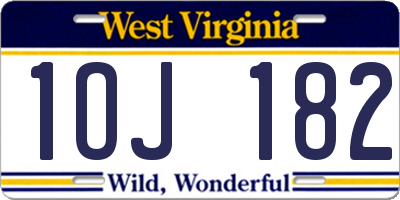 WV license plate 1OJ182