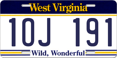 WV license plate 1OJ191