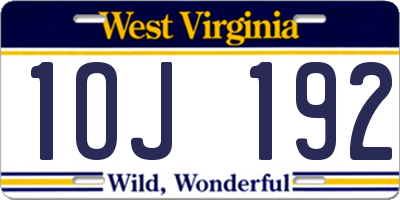 WV license plate 1OJ192